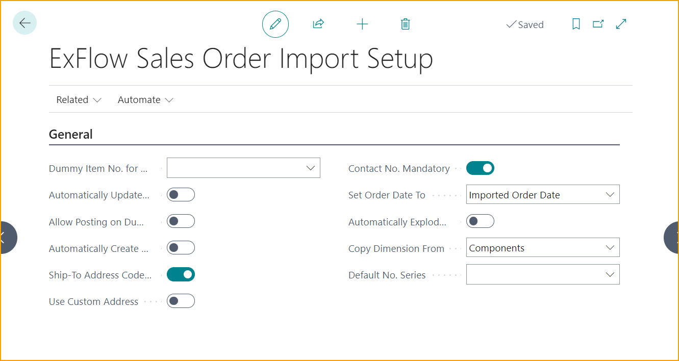 ExFlow Sales Order Import Setup