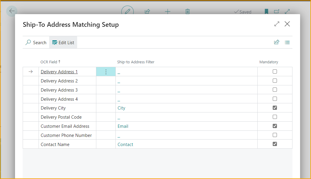 Ship-To Address Matching Setup