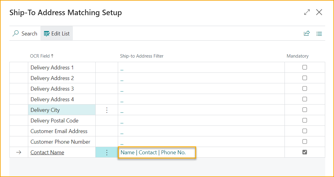 Ship-To Address Matching Setup