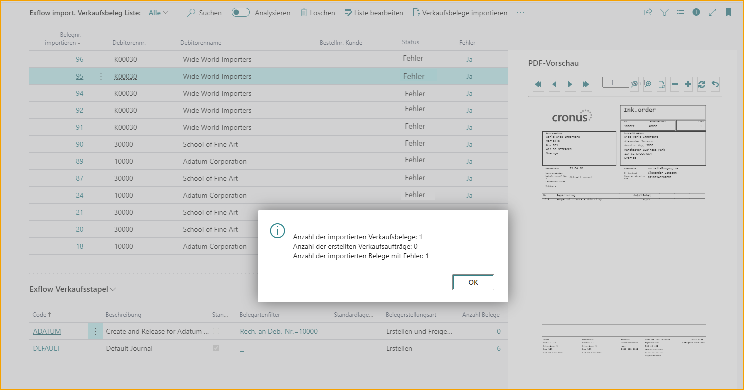 Import Sales Document