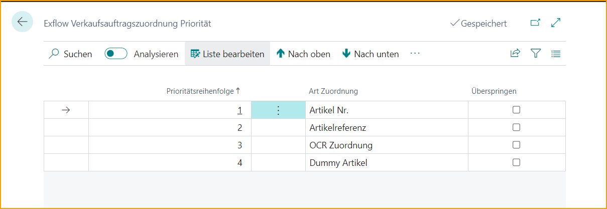 ExFlow Sales Order Matching Priority