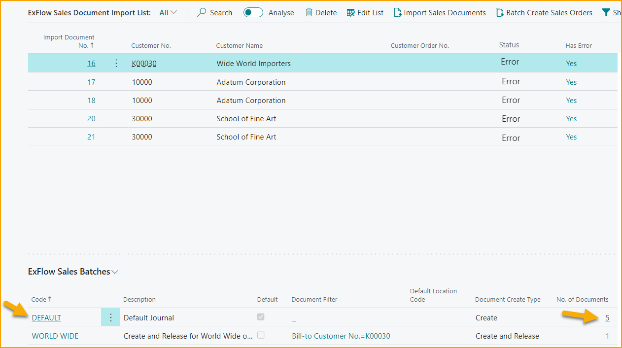 Import Sales Document